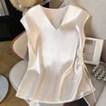 thumbnail image 7 of Dolkfu Silky Womens Summer Tops V Neck Tank Tops Runched Sleeveless Tshirts for Women L, 7 of 7