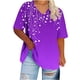 thumbnail image 4 of Camisetas Casuales de las Mujeres Más Tamaño V-Cuello Impresión Manga Corta Color Sólido Base de Verano Superior, Ligero para Diario, 4 of 9