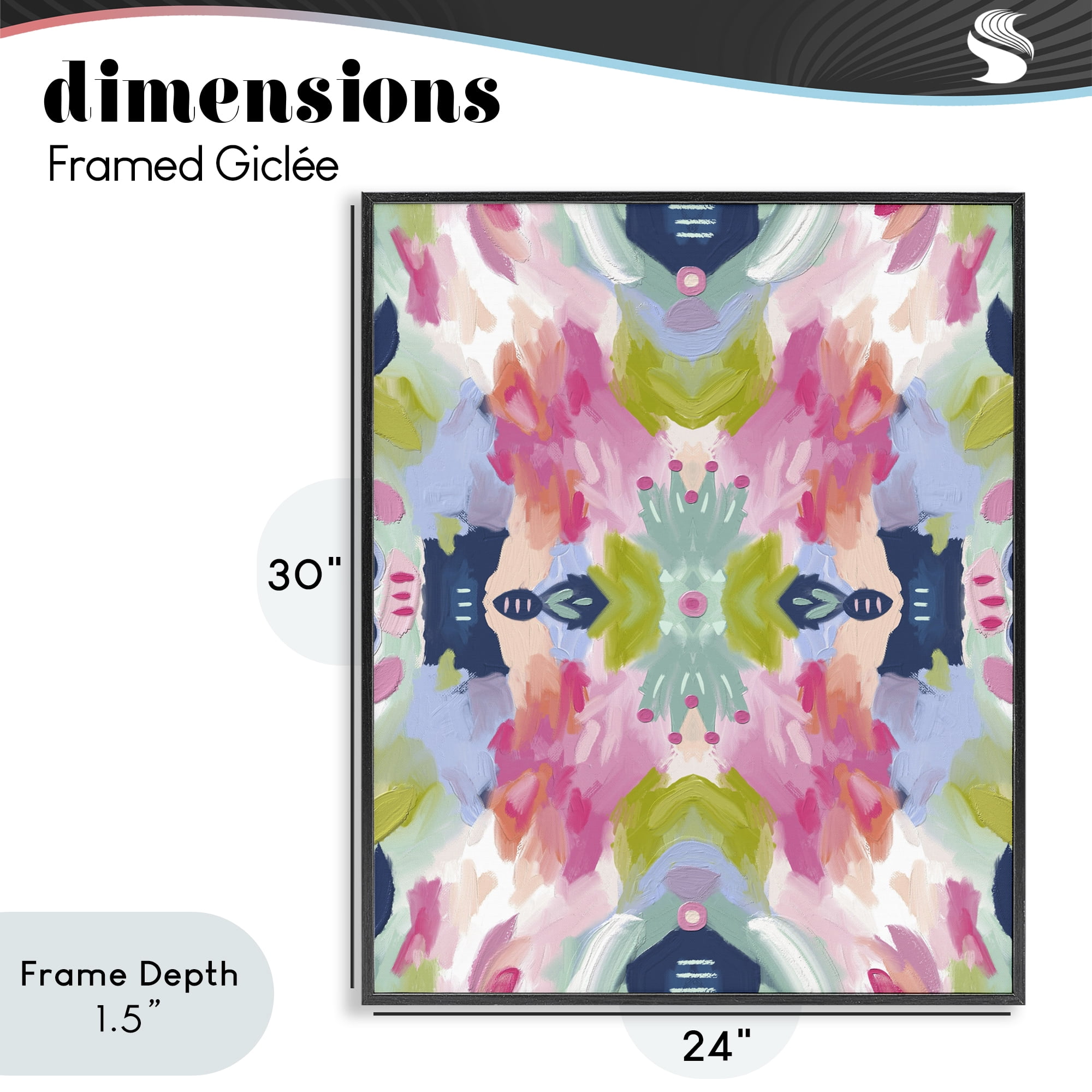 Stupell Industries Kaleidoscopic Floral Mandala Black Framed Giclee Art, design by Lisa Nohren