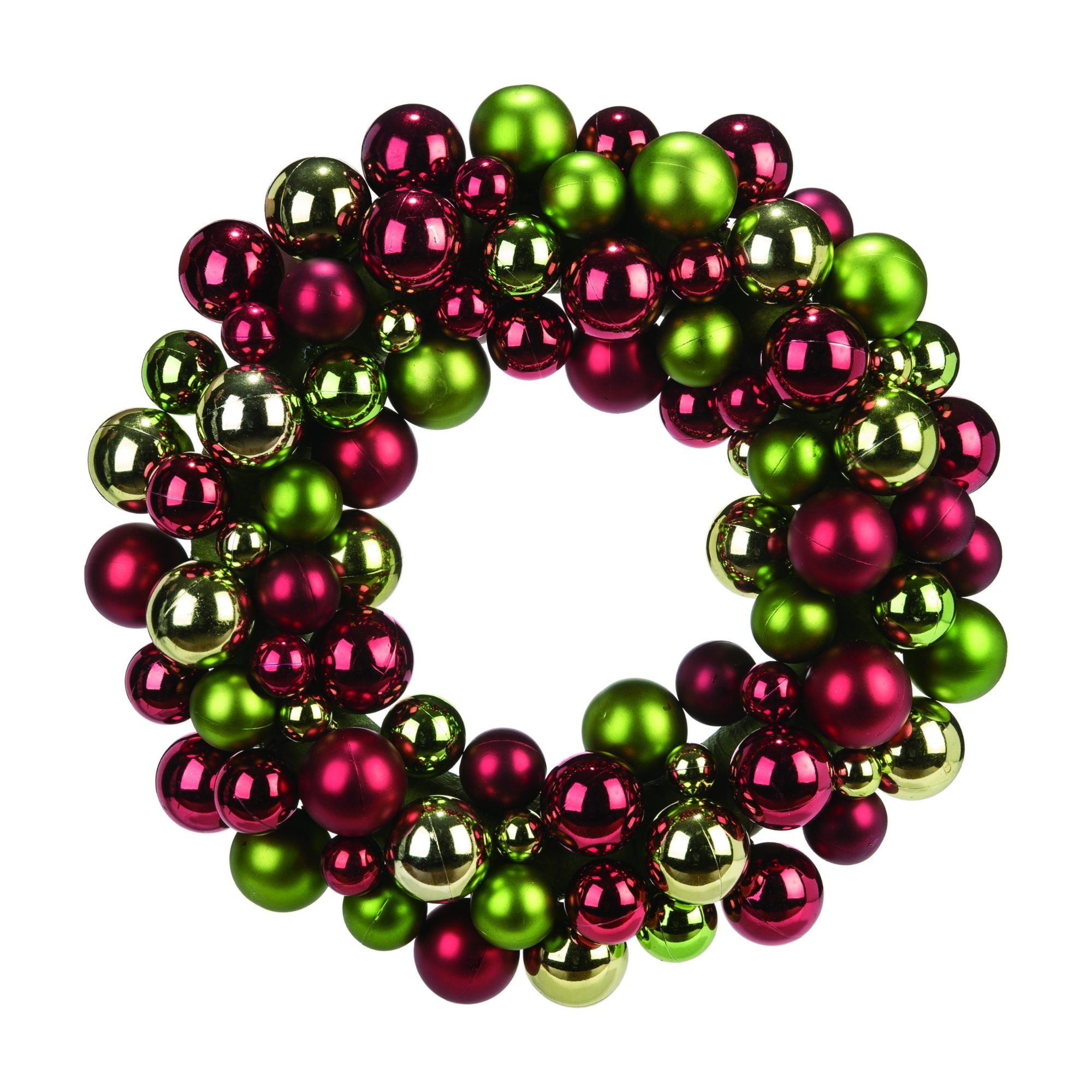 Red and Green Ball Ornamental Artificial Christmas Wreath - 17-Inch ...