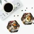 thumbnail image 4 of Zufioo Cartoon Scottish Duck Print Leather Coaster Set, Decorative PVC Coasters 4-pack - Scald and Stain-resistant, Suitable for Home, Cafes, Restaurants-Hexagon, 4 of 6