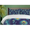 thumbnail image 4 of Ambesonne Peacock Duvet Cover Sets, Peacock Bird Feathers, 2-Queen, Navy Blue Orange, 4 of 7