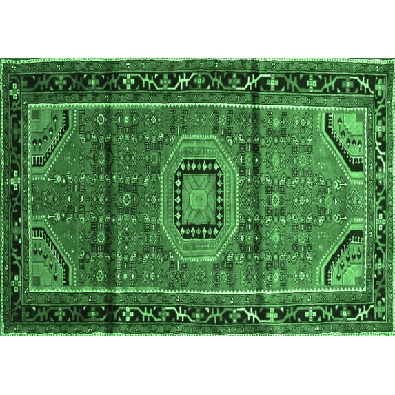 Ahgly Company Indoor Rectangle Persian Emerald Green Traditional Area Rugs, 8' x 12'
