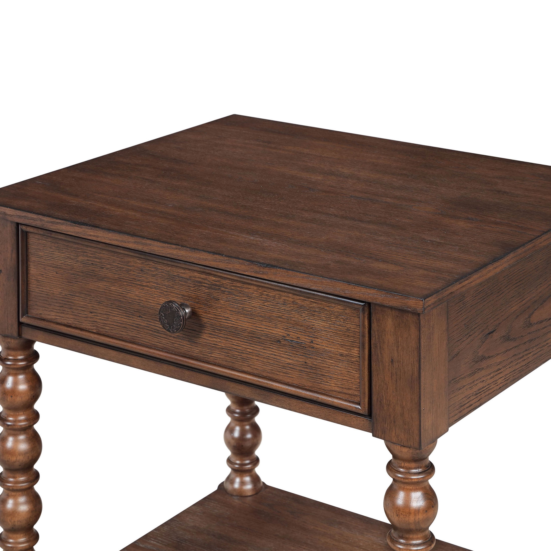Pioneer Woman Harper Spindle Nightstand with USB Charging Ports, Homestead Brown