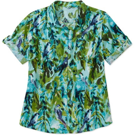 White Stag Women's Plus-Size Woven Camp Shirt