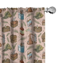 Ambesonne Retro Window Curtains, Whiskey Bourbon Theme Pattern, Each 28" W x 95" L, Blush Multicolor