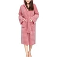 thumbnail image 2 of FDGIU Women's Plush Bathrobe with Hood & Pockets, Long Fluffy Fleece Robe for Women, Cozy Warm Hooded Sleepwear Loungewear, 2 of 5