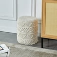 thumbnail image 7 of Pouf Ottoman, Hand Knitted Cotton Footrest, Boho Decor Knit Floor Stool for Bed Room, 14'' Round Pouffe Ottoman, Hollowed Removable Knitted Cover, Accent Seat for Living Room, 7 of 7