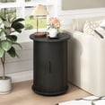 thumbnail image 4 of 18'' Fluted Round End Tables with Sliding Door, Modern Side Table Nightstands for Living Room Bedroom, Black, 4 of 7