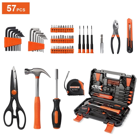 Fixerfall 57-Piece Household Tool Set, Home Tool Kit with Toolbox for Home Repair, Garage, Office and Dorm