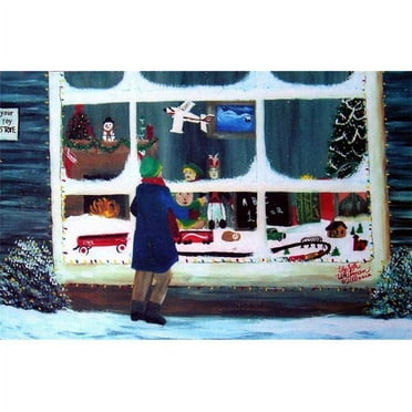 Window Shopping Doormat Rug, Blue, Green - 18 x 30 in.