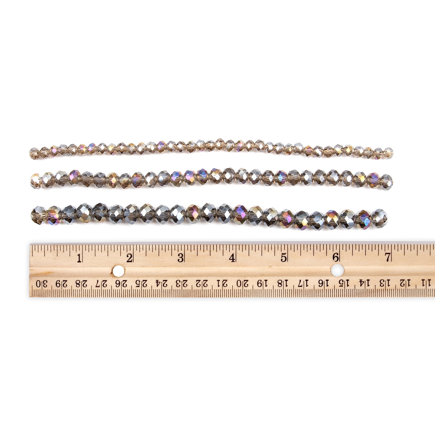 Cousin DIY 3-Strand Black Diamond AB Glass Rondelle Beads 4/6/8 mm, 7in, 88 Piece, Adult