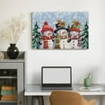 thumbnail image 6 of Christmas Snowman Snowflake Scarf Winter Holly Winter Blue Canvas Prints Wall Art，Winter Scene Decor Wooden Framed for Living Room Bedroom Office 24×16 inch, 6 of 8