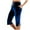 Blue, variant on Womens Velvet Capris Pant Side Split Elastic Waist Athletic Cropped Pants Summer Lightweight Loose Drawstring Capris with Pockets
