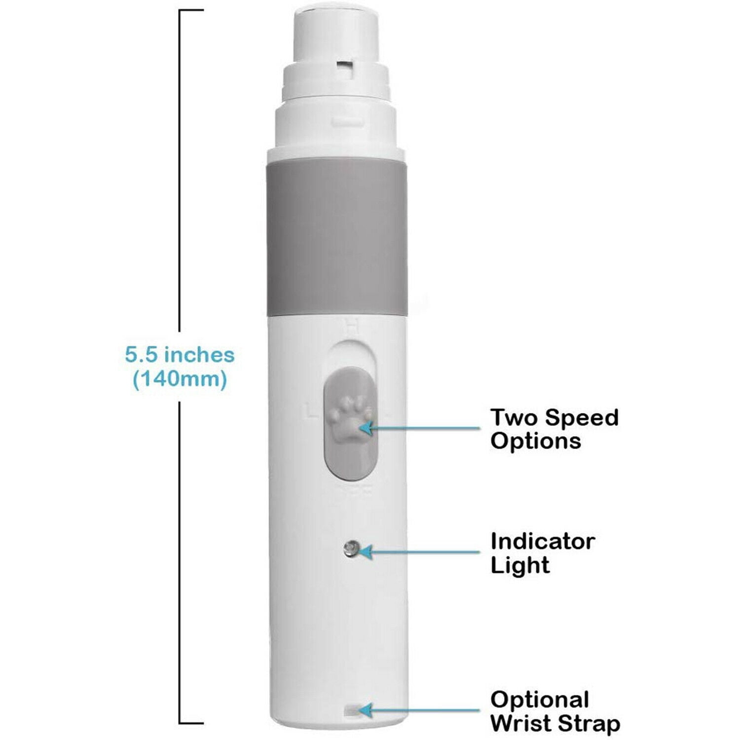 Pets First Pet Nail Grinder - Rechargeable Cordless Tri mmer for Dogs & Cats - Easy & Comfortable to Use - Quiet Motor, Two Speed Options, Light Indicator - Great for Small, Medium, Large Nails
