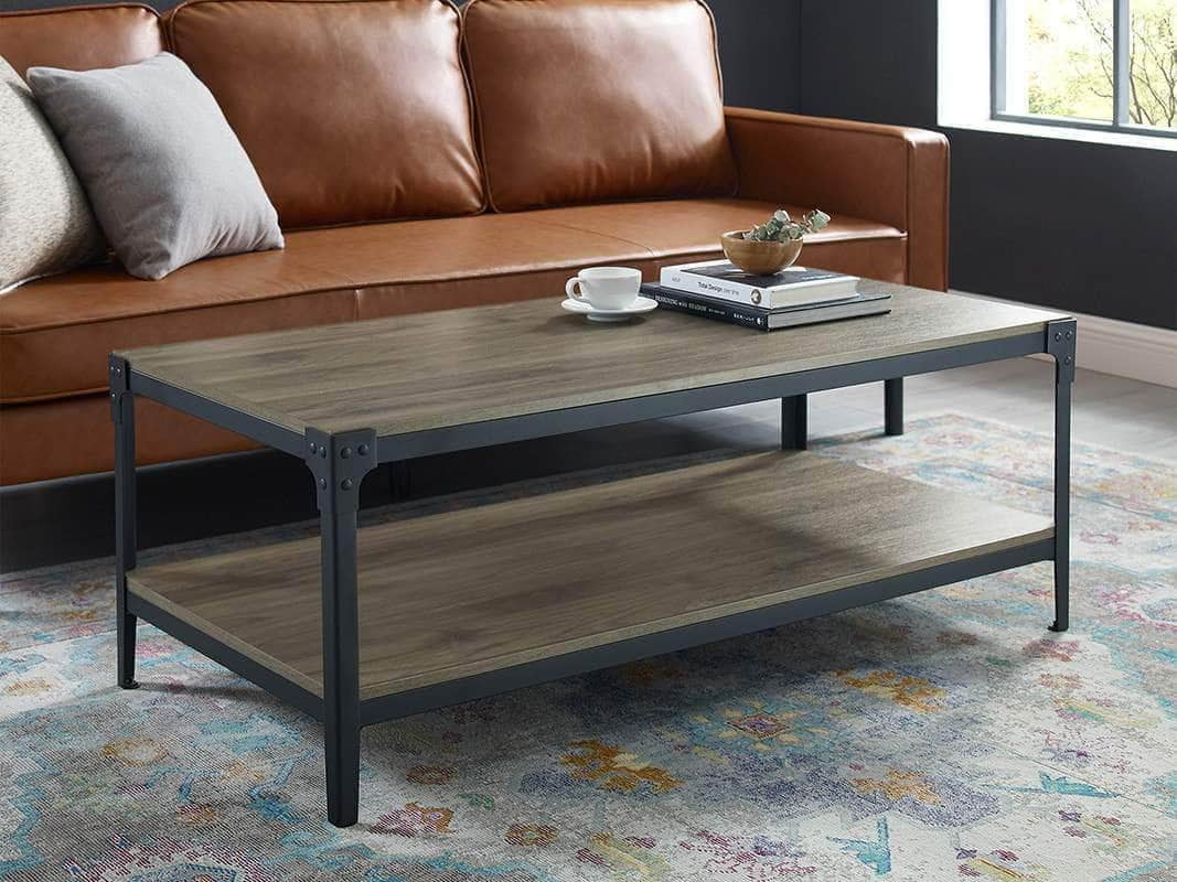 Walker Edison Angle Iron Rustic Rectangular Coffee Table - Available in ...