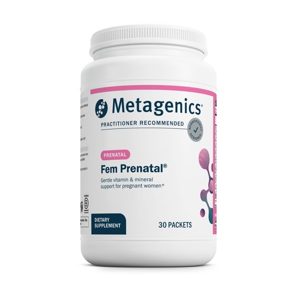 Metagenics Fem Prenatal - Prenatal Vitamin & Minerals Supplement* - Prenatals for Women* - With Vitamin C, Iodine & Biotin - Multivitamins Gentler to the System - 30 Packets