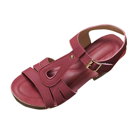 hopeusnice Sandals for Women Open Toe Sandals Breathable Non-slip Soft PU Materials Summer Shoes Square High heel Women's Sandals Trendy Dress Shoes Hot Pink 39