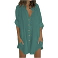 thumbnail image 2 of Guieoi Womens Tops Plus Size Womens Solid Color Neck Loose Blouse Long Sleeve Casual Work Tunic with Pocket Bronze Black*Friday/Cyber*Monday, 2 of 5