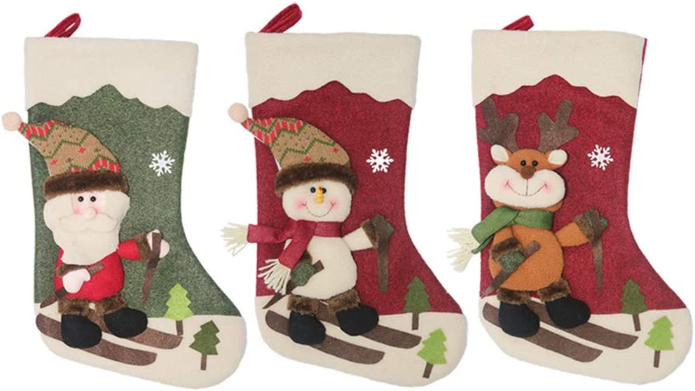 3 Pack Decorative Christmas Stockings