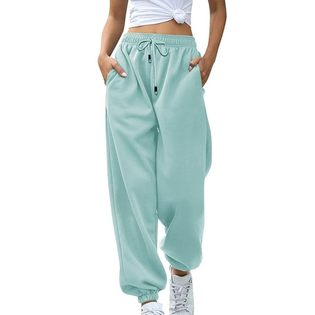DPTALR Pantalons Décontractés pour Femmes Taille Élastique Solide Pantalons Longs Droits