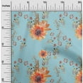 thumbnail image 1 of oneOone Cotton Poplin Twill Sky Blue Fabric Flower & Leaves Watercolor Sewing Craft Projects Fabric Prints By Yard 56 Inch Wide, 1 of 2
