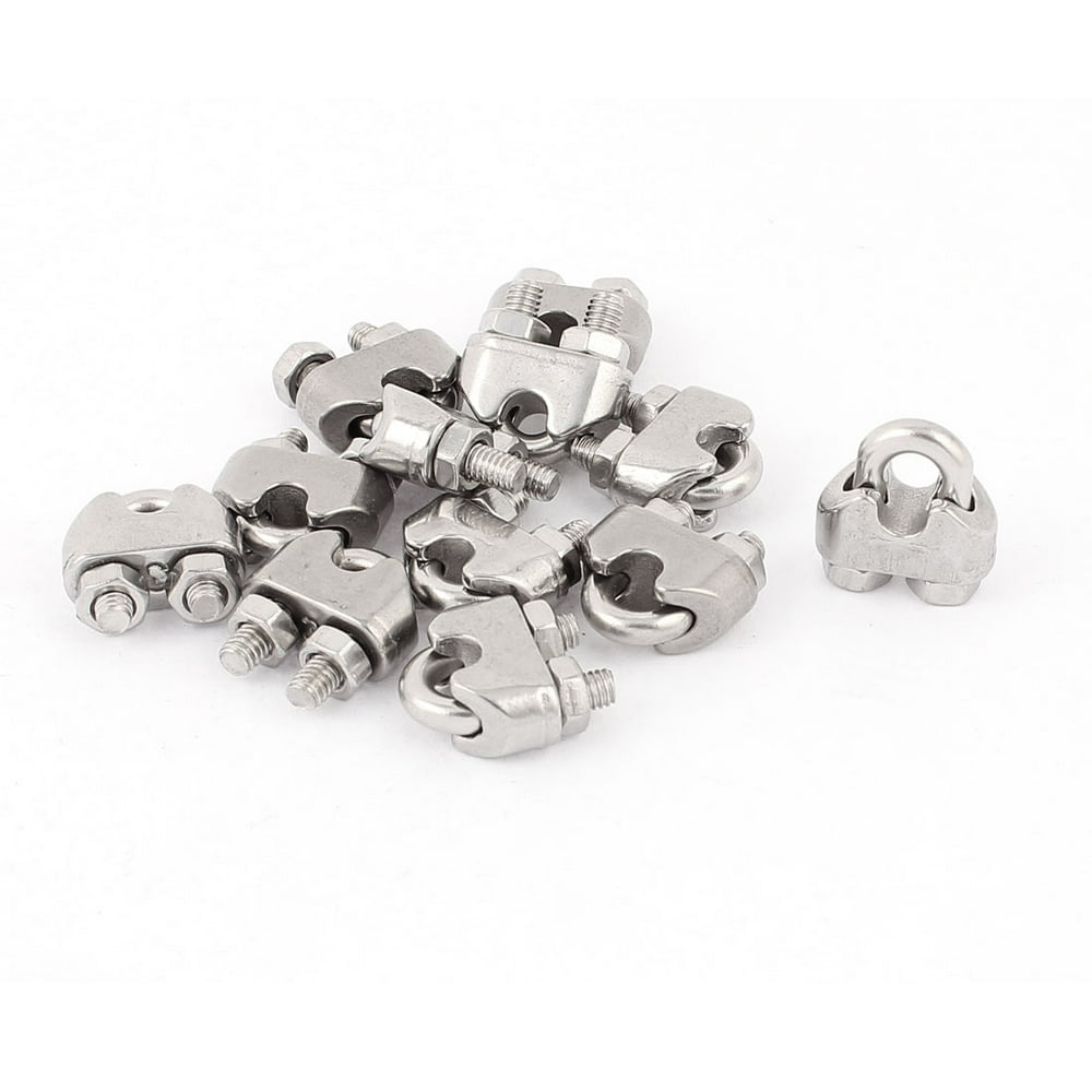 12 Pcs 3mm 1/8" Stainless Steel Wire Rope Cable Clamp Clips Fastener