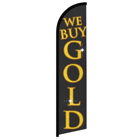 We Buy Gold (Black) Windless Banner Flag