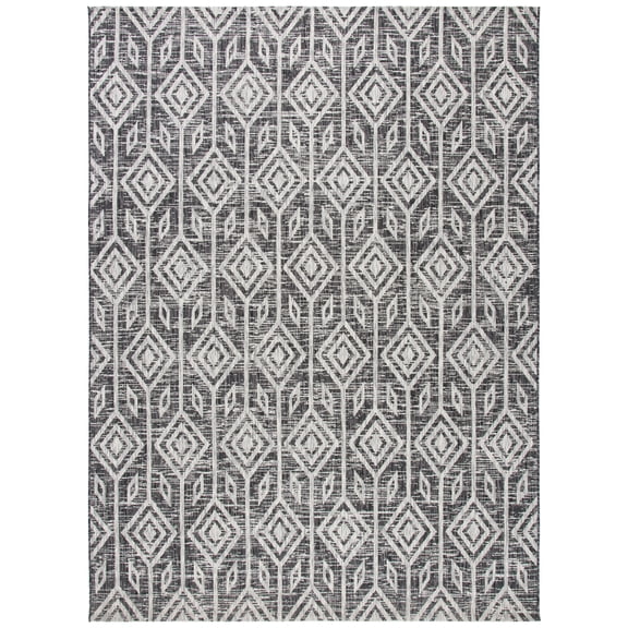 SAFAVIEH Courtyard Beckah Distressed Indoor/Outdoor Area Rug, 8' x 11', Black/Grey