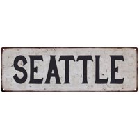 SEATTLE Vintage Look Rustic Metal Sign Chic City State Retro 6185868