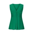 thumbnail image 4 of QATAINLAV Women's Twist Front Deep V Neck Sleeveless T Shirt Flowy Loose Peplum Summer Tanks Trendy Beach Vacation Tops Green L Mothers Day Gifts, 4 of 10