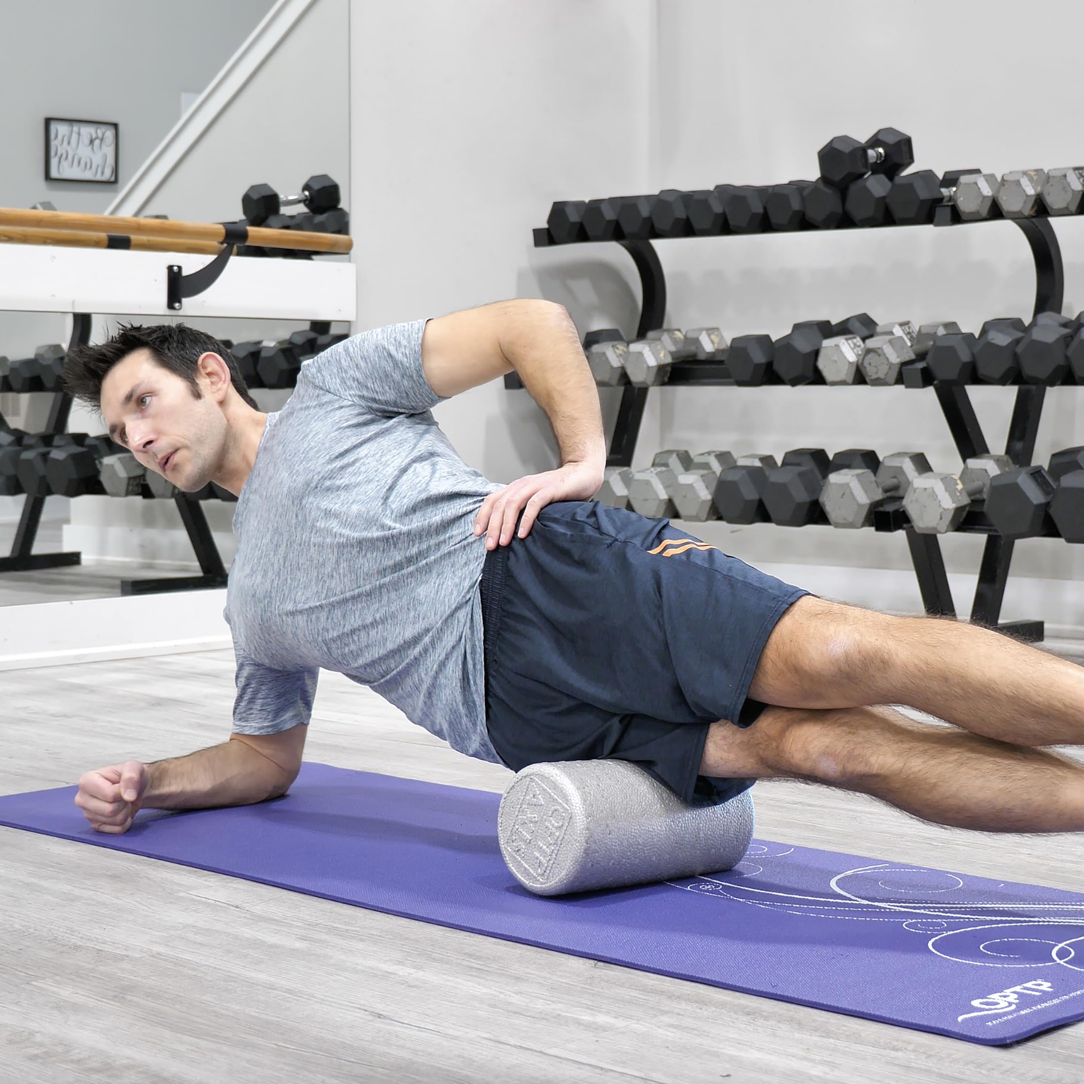 OPTP Silver AXIS Foam Roller - Moderate Density, Eco-Friendly, Durable Foam Roller for Physical Therapy and Exercise, Deep Tissue Muscle Relief, and Workout Recovery (12" x 6" Round)