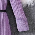 thumbnail image 5 of Daqian (8-12 Years) Round Neck Knit Patchwork Velvet Long Sleeve Dress + Black Belt Big Girls Dresses Clearance Holiday Dresses for Girls Holiday Outfit Purple 12-13 Years, 5 of 7