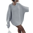 thumbnail image 2 of Women'S Oversized Sweaters Batwing Sleeve Mock Neck Jumper Tops Chunky Knit Pullover Sweater Gray S, 2 of 8