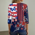 thumbnail image 6 of Women's 250th Anniversary USA Shirt Patriotic American Flag Print V-Neck Button 3/4 Sleeve T-Shirt, 6 of 6