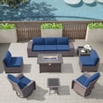 thumbnail image 3 of Gotland 10 Piece Steel Splash-proof Outdoor Conversation Sets with Table and Chairs, Navy Blue, 3 of 9