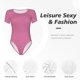 thumbnail image 4 of Fotbe Pink Gingham Body de Mujer con Cuello Redondo y Mangas Cortas, Sin Mangas Ajustado, Suave, Cómodo y Básico-XX-Large, 4 of 7