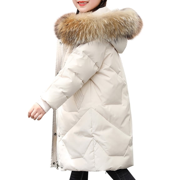 XQYLOS Girls Hooded Puffer Jacket, Long Sleeve Lightweight Zipper Quilted Winter Coat for Outdoor Wear, Sizes 8-15 Years
