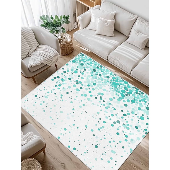 Teal Polka Dot Area Rug for Bedroom 5x7 Ft Watercolor Teal Gradient Abstract Modern Super Soft fuzzy Throw Rug Non-Slip Fluffy Plush Indoor Floor Carpet for Living Room Nursery Home Decor