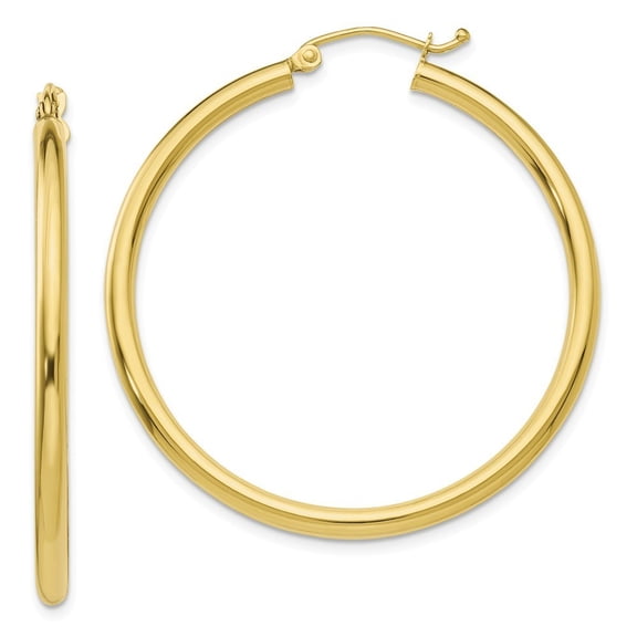 10k Yellow Gold Polished 2.5mm Round Hoop Earrings - Measures 35x40.53mm Wide 2.5mm Thick