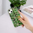 thumbnail image 5 of For Apple iPhone 13 (6.1") Stylish Geometric Marble Design Pattern Soft Silicone Rubber Hybrid Shockproof Lightweight Slim Phone Case For iPhone 13,Green Marble, 5 of 5