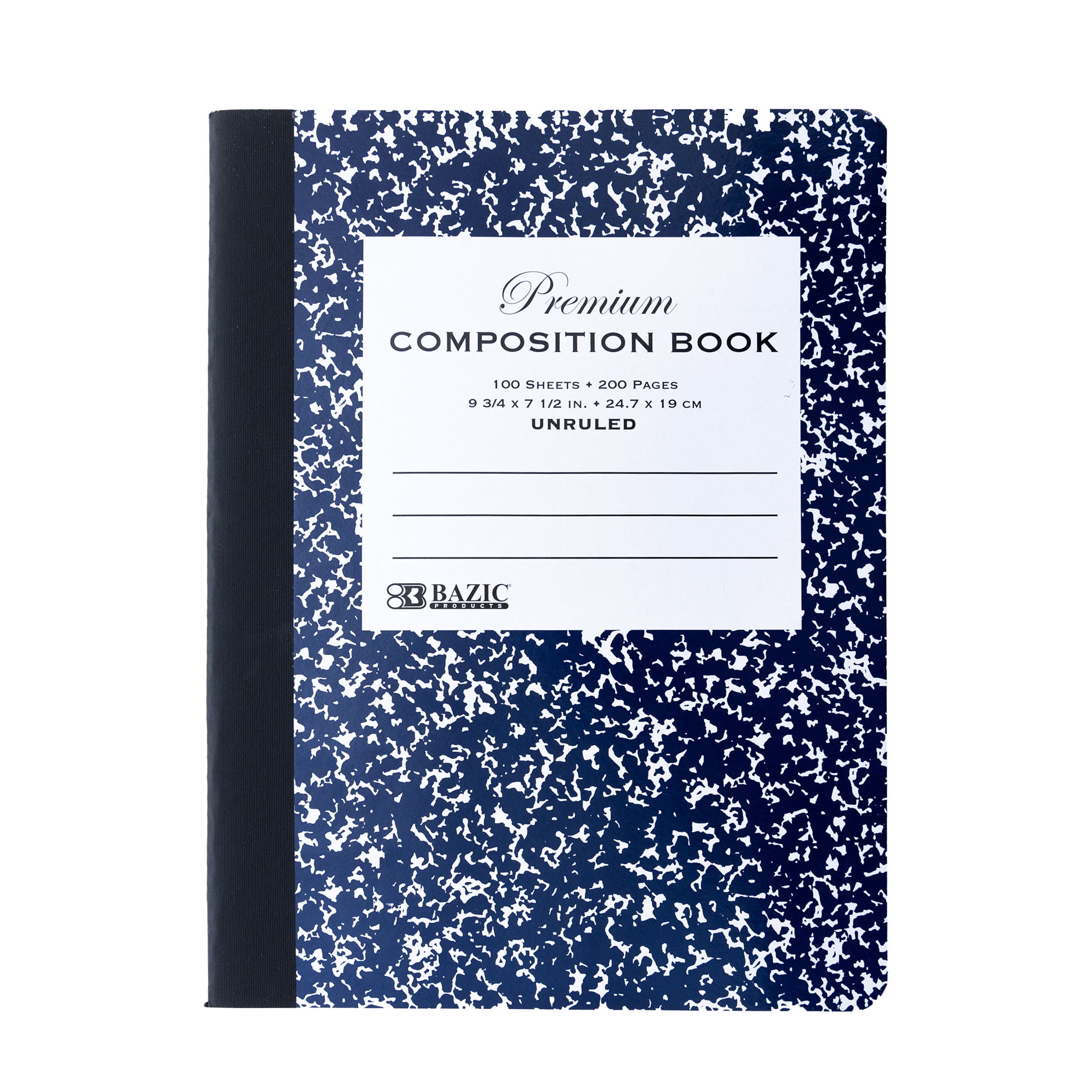 BAZIC Composition Book Blue Marble Unruled Ruled 100 Sheet Notebook, 1
