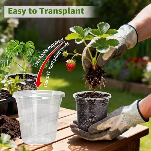 Clear Nursery Pots with Drainage Holes, 7/5/4 Inch Reinforced Transparent Plastic Seed Starter Pots, for Indoor Outdoor Gardening Seedling Planter, 30 Pack