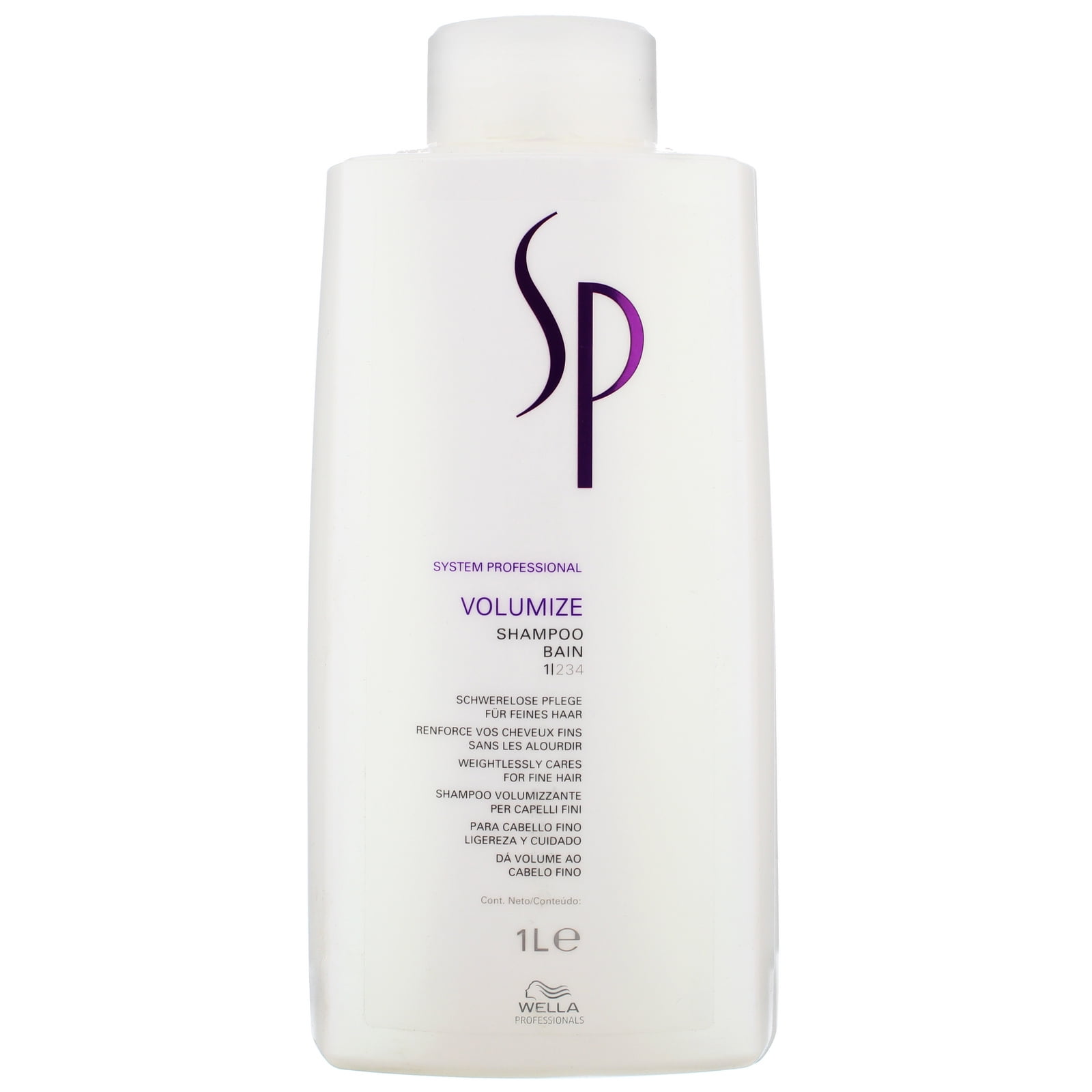 33.8 oz , Wella System Volumize Shampoo Bain , Hair Beauty Product - Pack of 3 w/ Sleek Pin Comb -