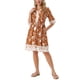 thumbnail image 4 of Vestidos florales de mujer INSPIRE CHIC con escote en V, manga 3/4, cintura con cordón, vestido bohemio casual de verano con bolsillos M Caramelo, 4 of 6