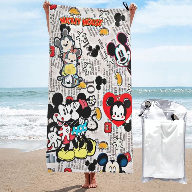 Toalla de playa de Mickey Mouse, suave, de secado rápido, resistente a la arena, para piscina, yoga, gimnasio, camping, toallas de baño ligeras, regalo para niños, niñas, niños y adultos, 27,5 x 55