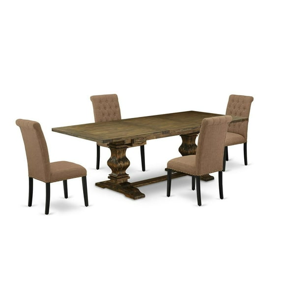 East West Furniture Lassale 5-piece Wood Dining Set in Jacobean Brown
