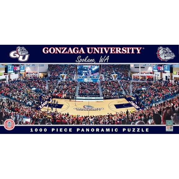 MasterPieces - 1000 Piece Jigsaw Puzzle, NCAA Gonzaga Bulldogs, Panoramic Basketball Stadium View, Fun for Adults and Family, 13"x39"