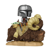Funko POP! Deluxe: The Mandalorian - Mandalorian on Bantha with Child in Bag
