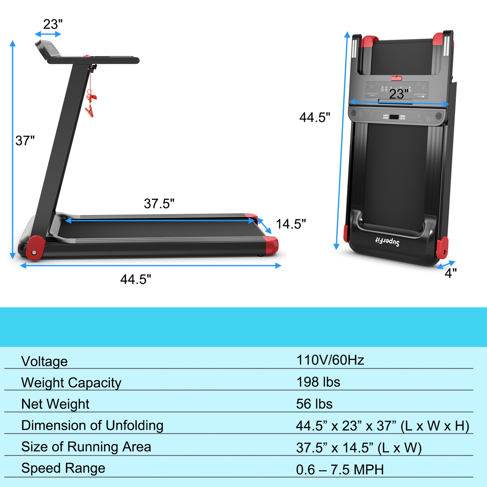 Gymax Electric Folding Treadmill Portable Cardio Running Machine w/ APP Control Red